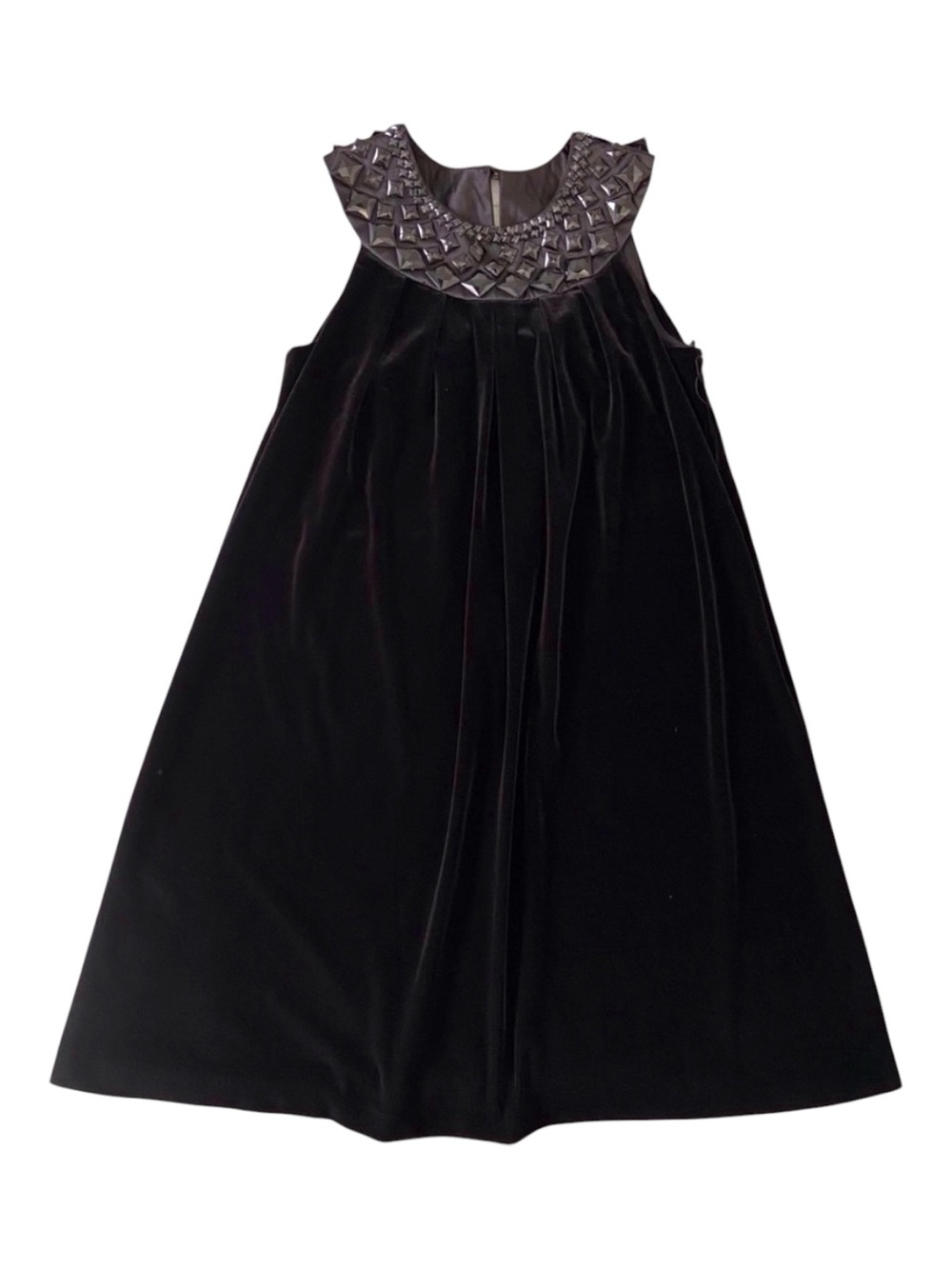 Lori M collection black dress stretchy black velvet beaded crystal collar medium